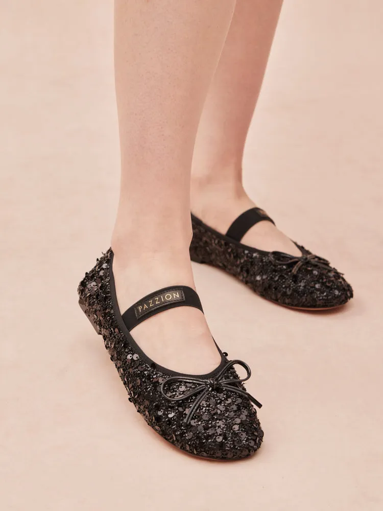Ariya Sequinned Bow Mary Janes