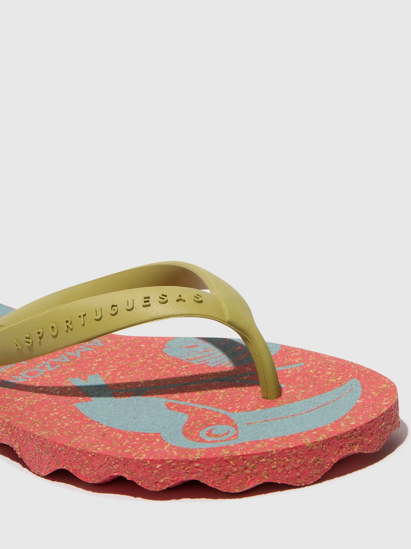 Beach Flip-Flops AMAZONIA Red & Mlt.Gold strap
