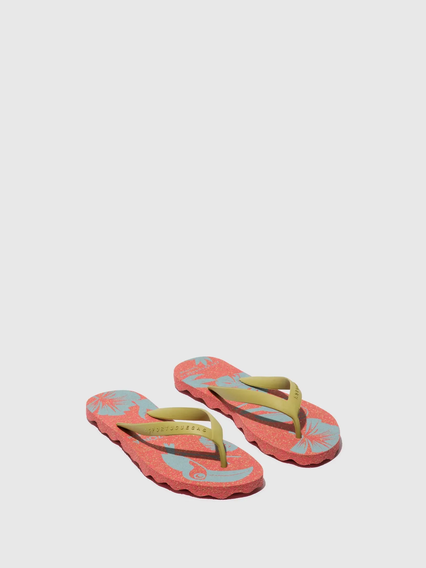 Beach Flip-Flops AMAZONIA Red & Mlt.Gold strap