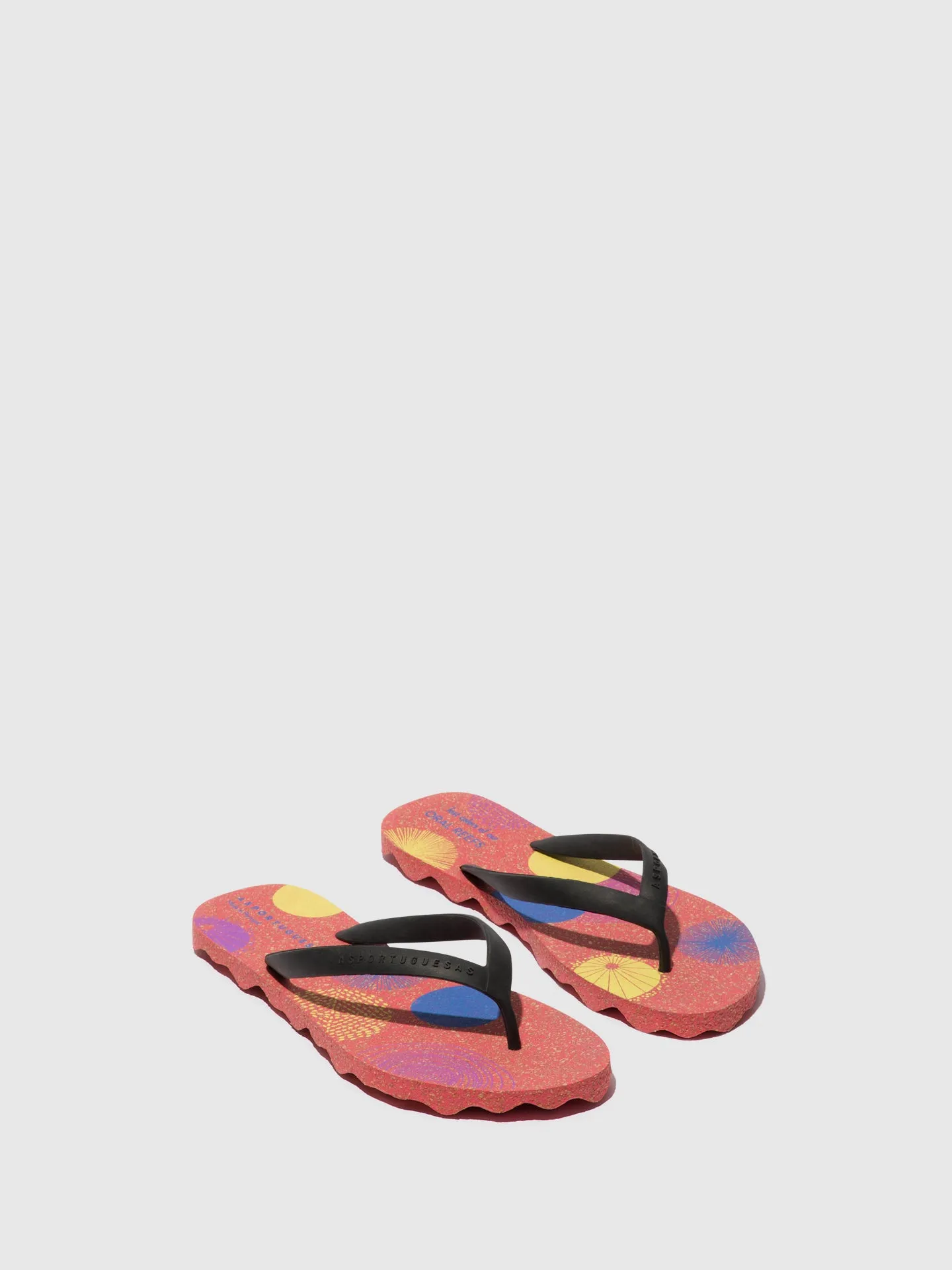 Beach Flip-Flops CORALS Red & black strap