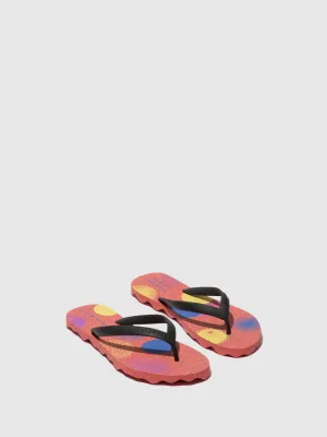 Beach Flip-Flops CORALS Red & black strap