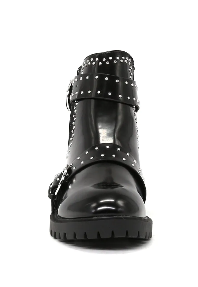 Black Cut Out Studded Boots