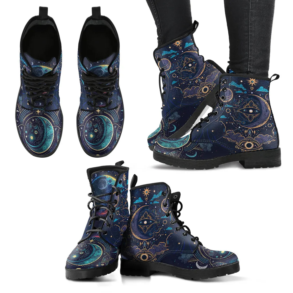 Celestial Moon Women's Vegan Leather Boots