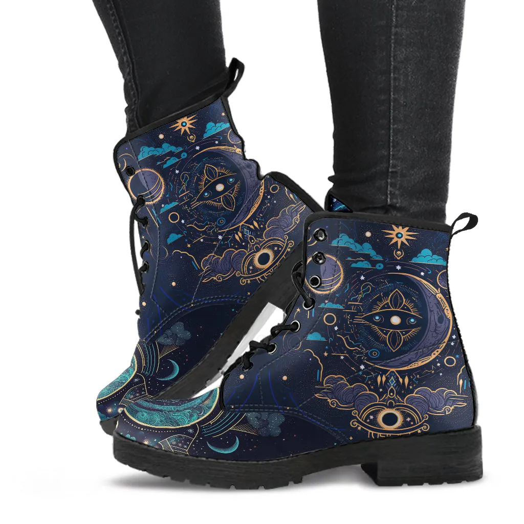 Celestial Moon Women's Vegan Leather Boots