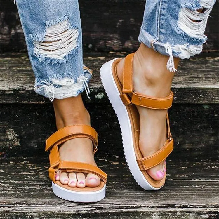 Chicvane 2020 Summer Womens Platform Sandals with Velcro