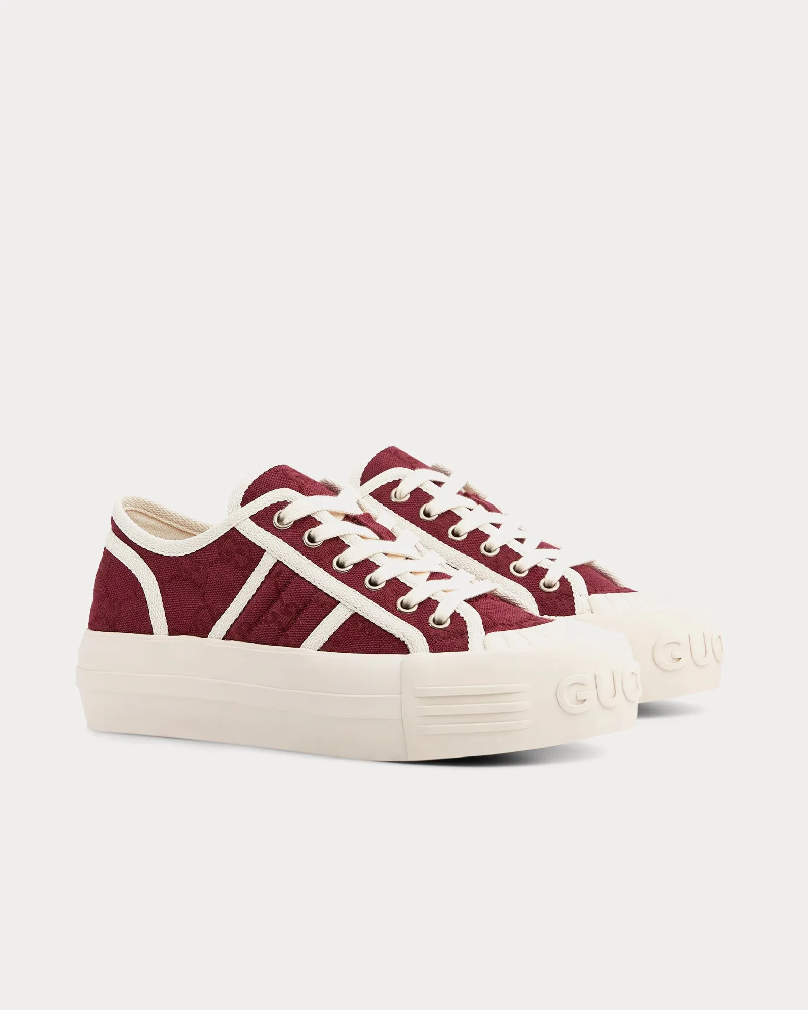 Chunky GG Canvas Rosso Ancora Low Top Sneakers