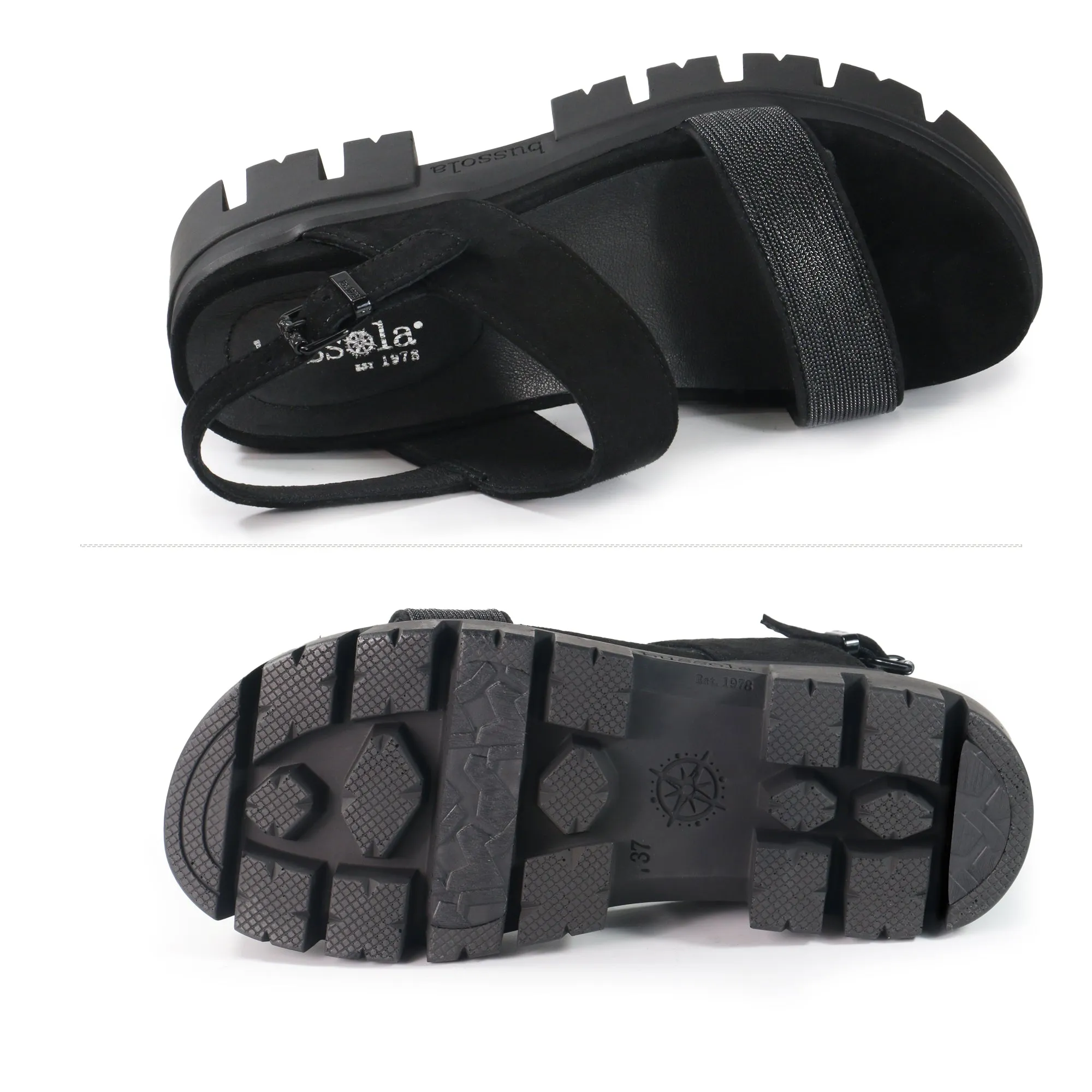 Corvara Glitter Platform Sandals (Nero)