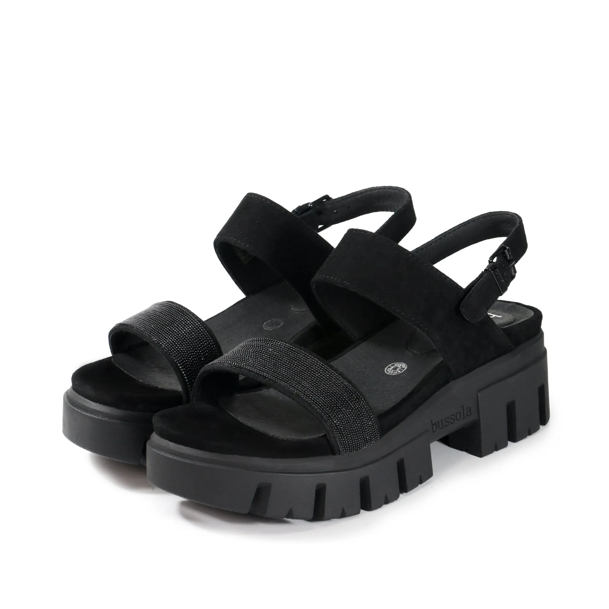 Corvara Glitter Platform Sandals (Nero)