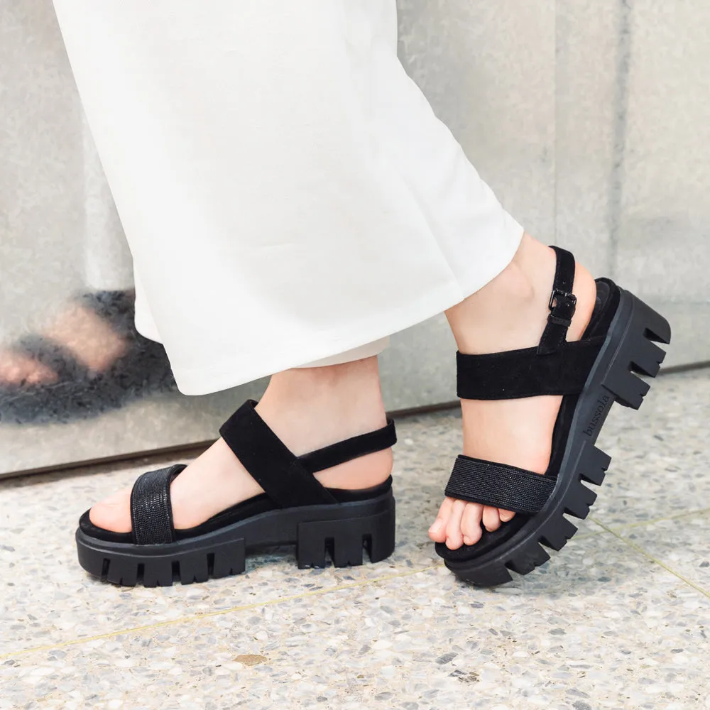 Corvara Glitter Platform Sandals (Nero)