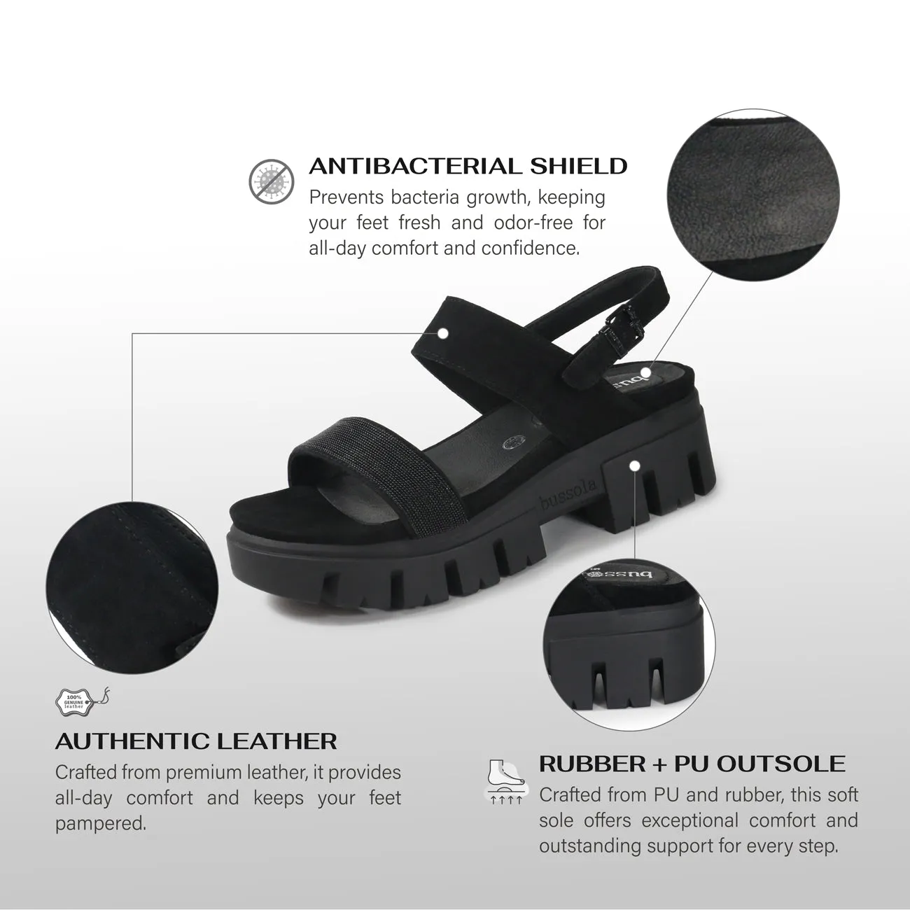 Corvara Glitter Platform Sandals (Nero)