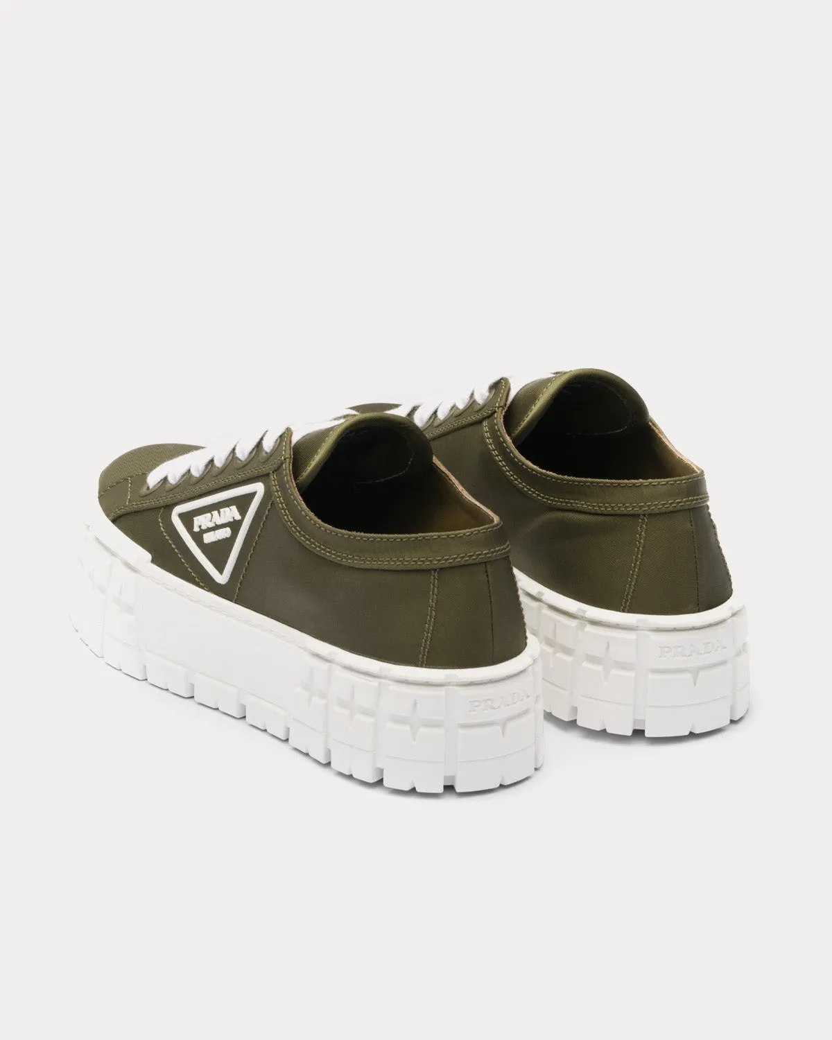 Double Wheel Nylon Gabardine Military Green Low Top Sneakers