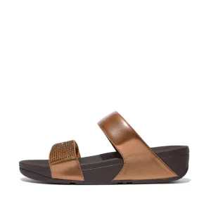 Fitflop Lulu Crystal Embellished Slides Bronze