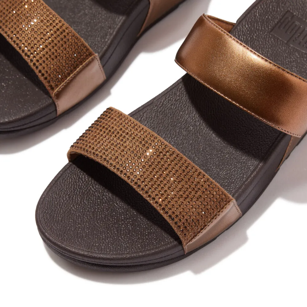Fitflop Lulu Crystal Embellished Slides Bronze