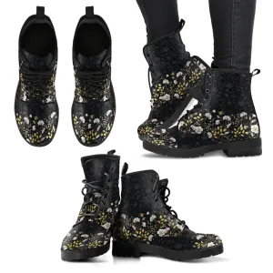 Floral Pattern Women's Vegan Leather Boots