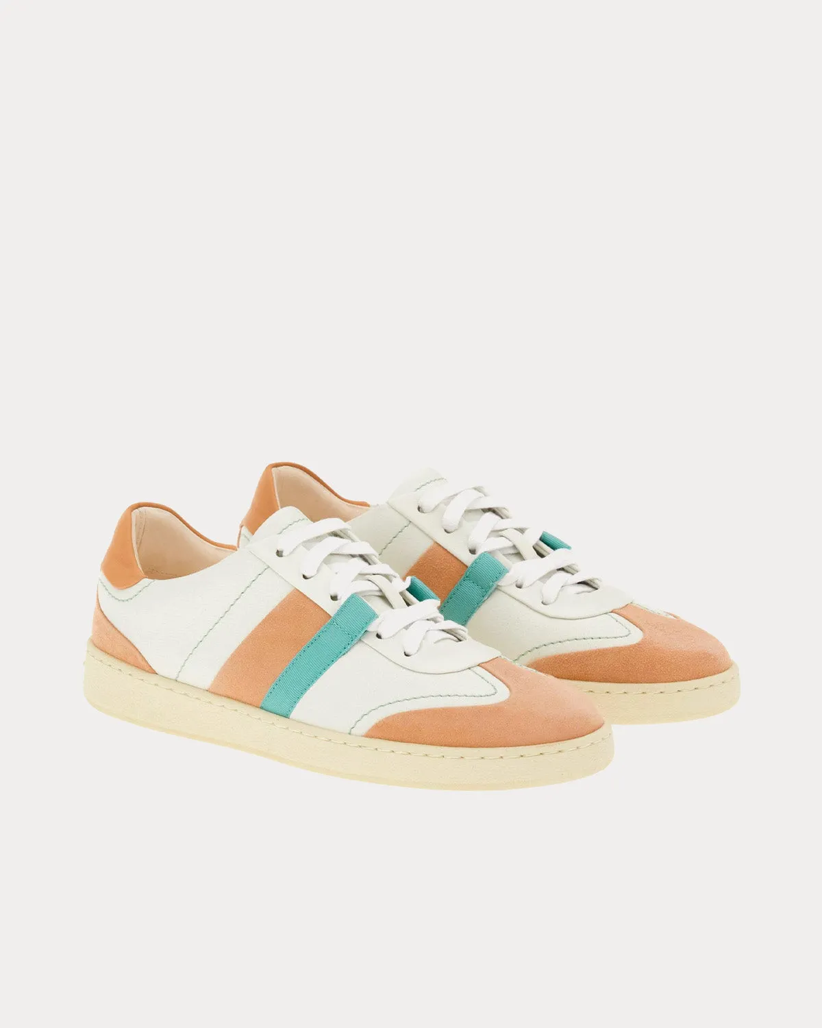 Fussbett Bandage Leather & Suede Amaretti / Optic White Low Top Sneakers