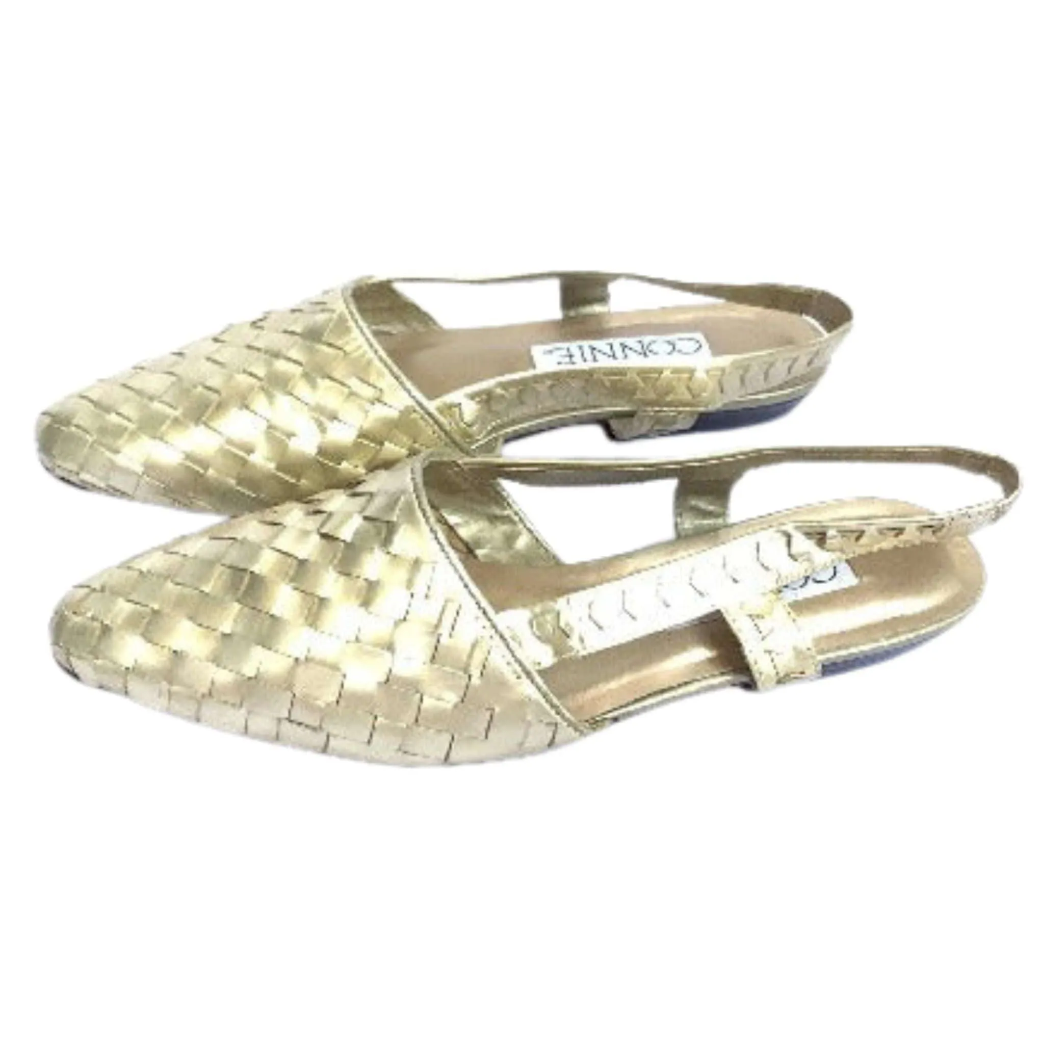 Gold Woven Leather Flats