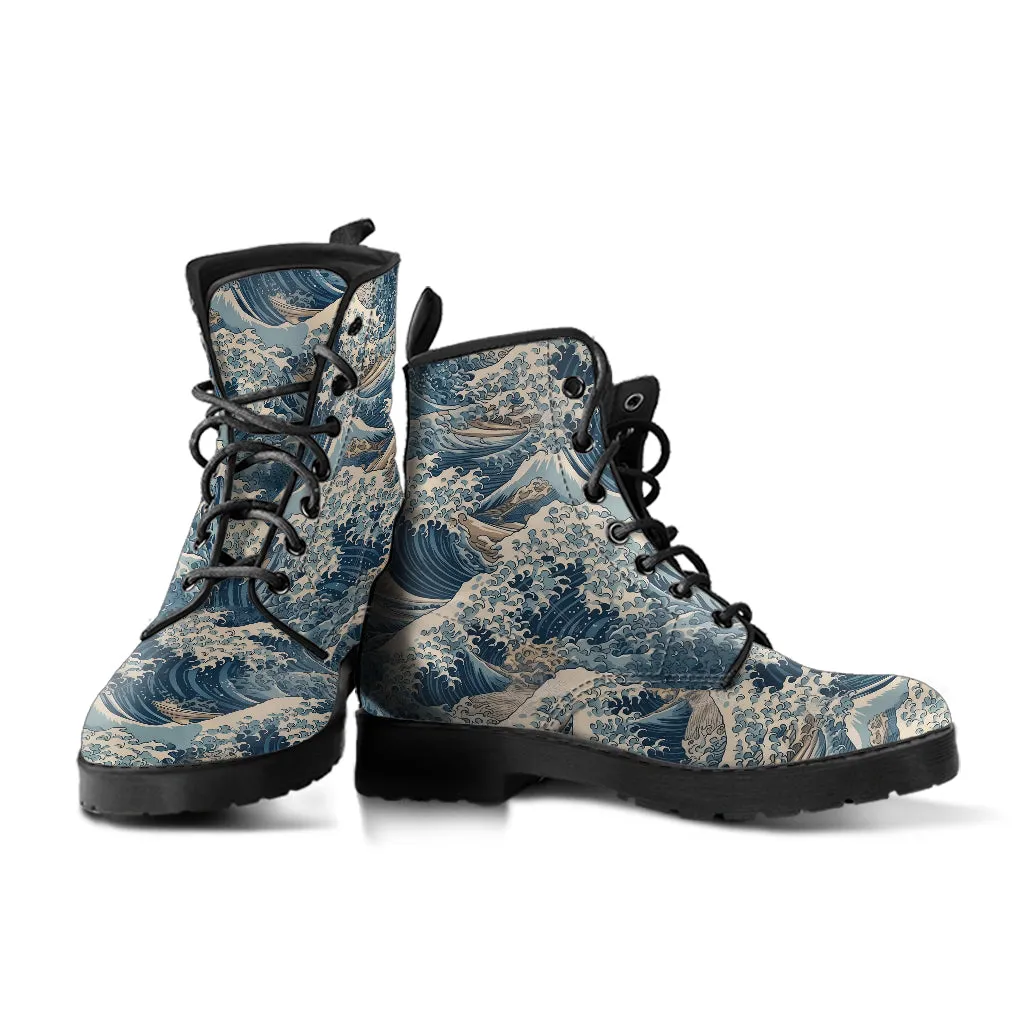 Great Wave off Kanagawa Leather Vegan Boots