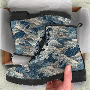 Great Wave off Kanagawa Leather Vegan Boots