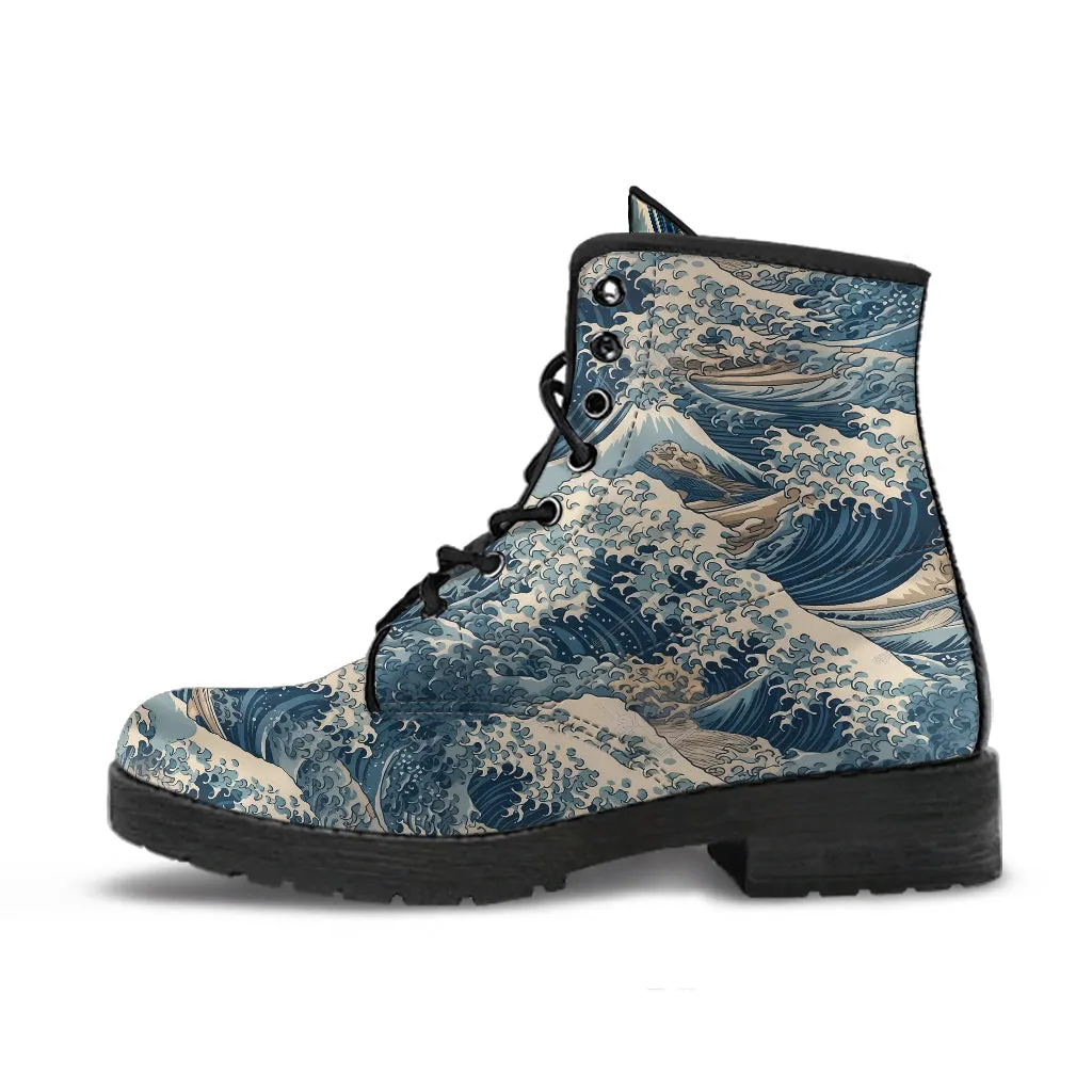 Great Wave off Kanagawa Leather Vegan Boots