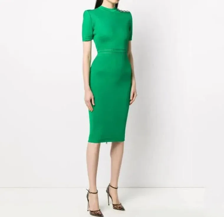 Green Knit Pencil Dress
