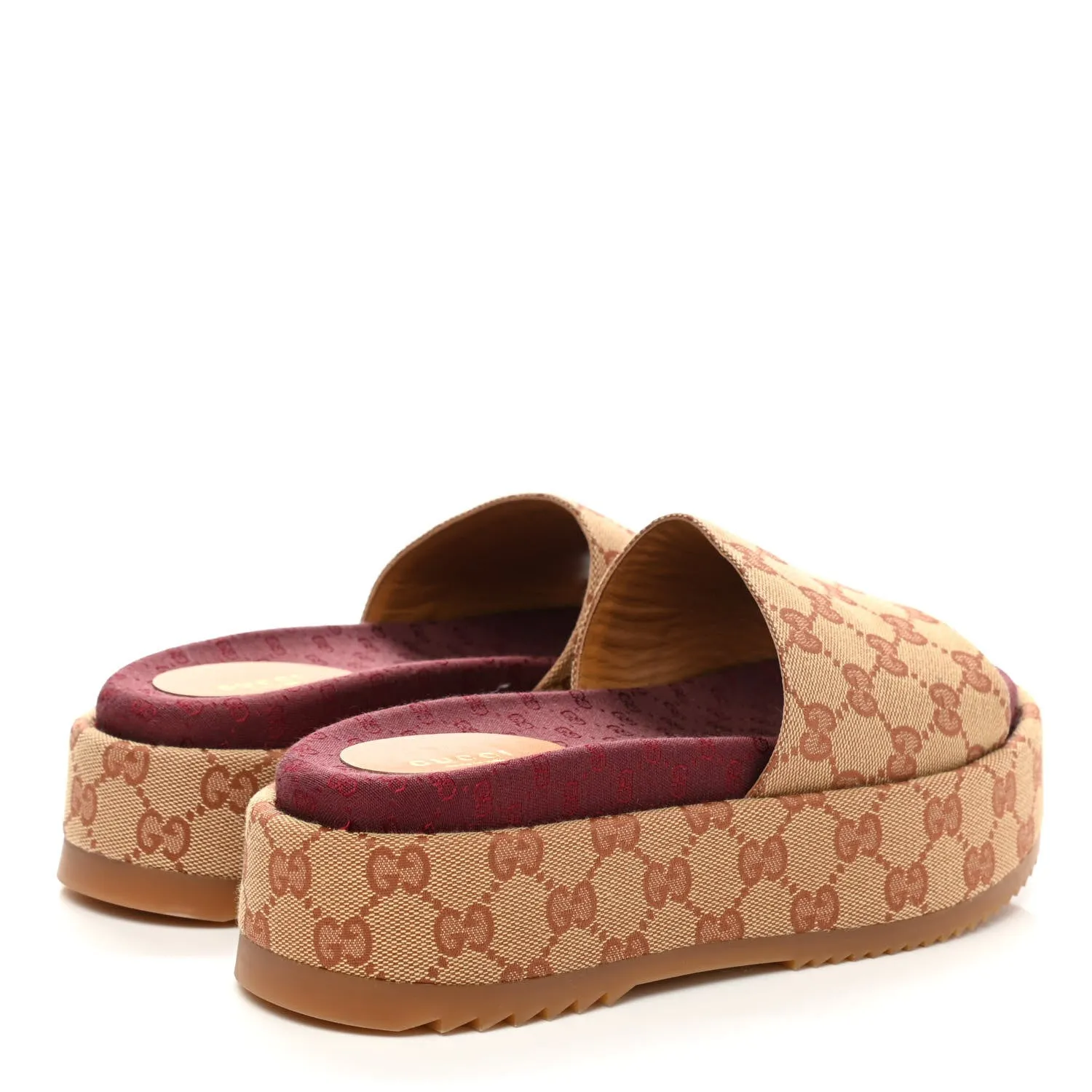 GUCCI GG MONOGRAM ANGELINA PLATFORM SLIDE SANDALS