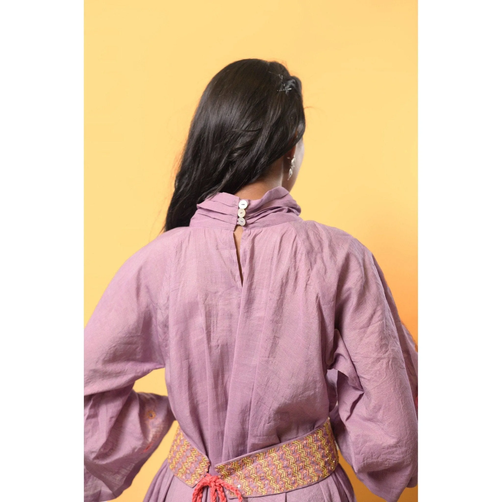 Mauve Chanderi Handkerchief Cut Dress
