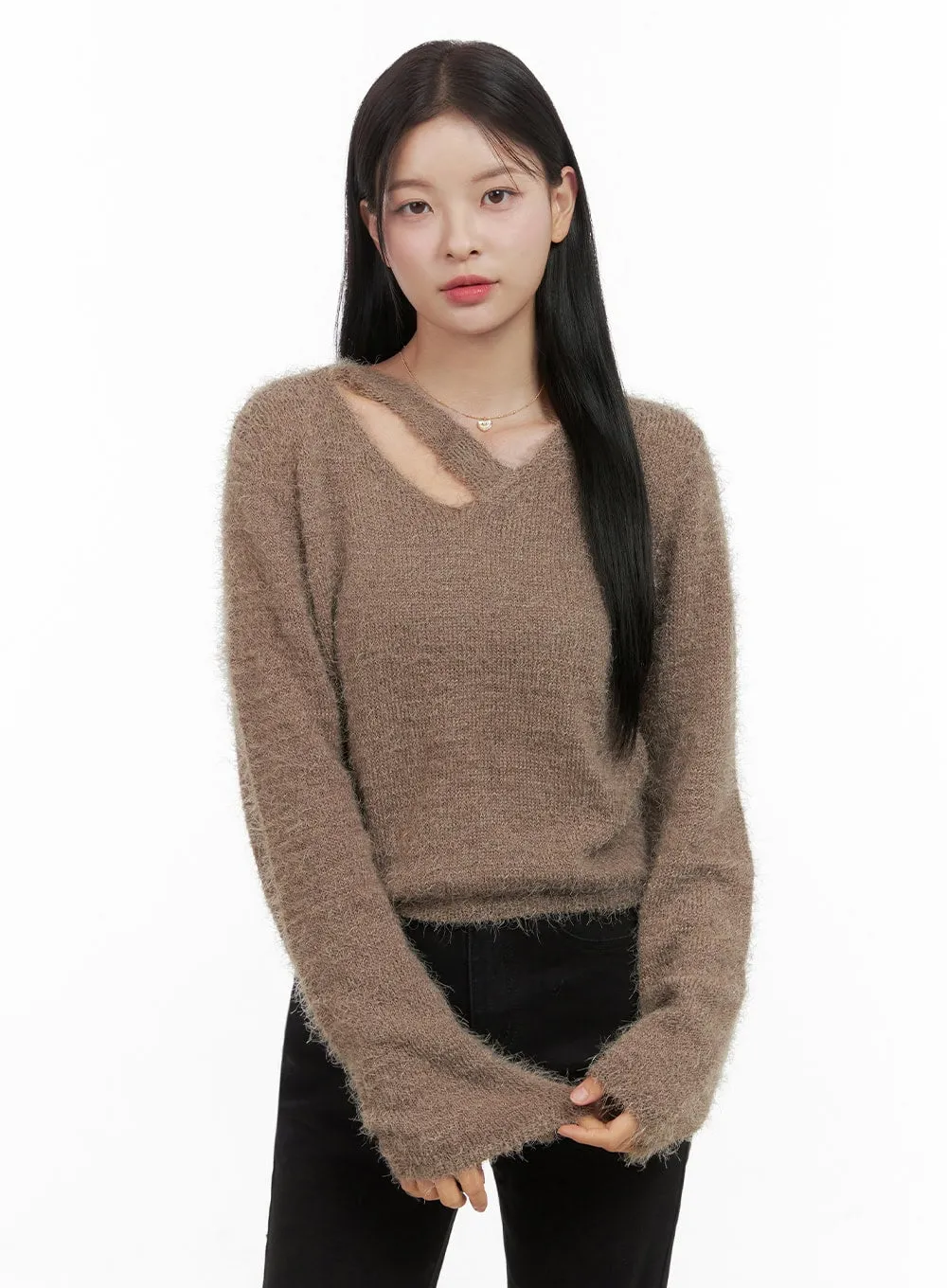 Modern V-Neck Cut-Out Top OS411