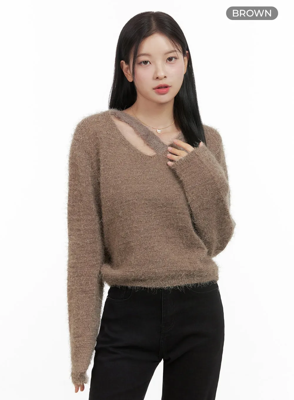 Modern V-Neck Cut-Out Top OS411