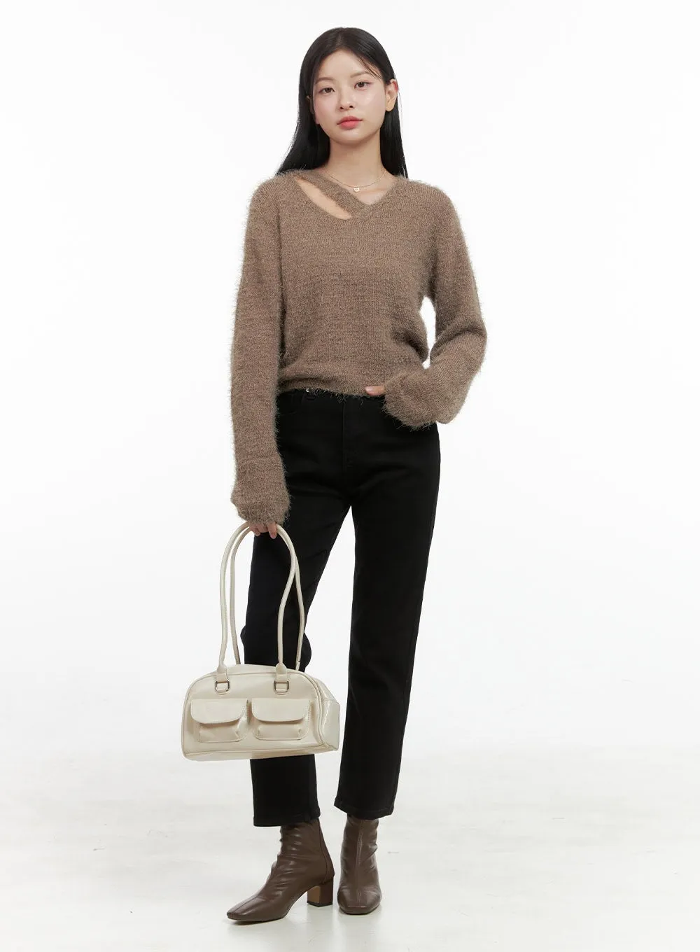 Modern V-Neck Cut-Out Top OS411