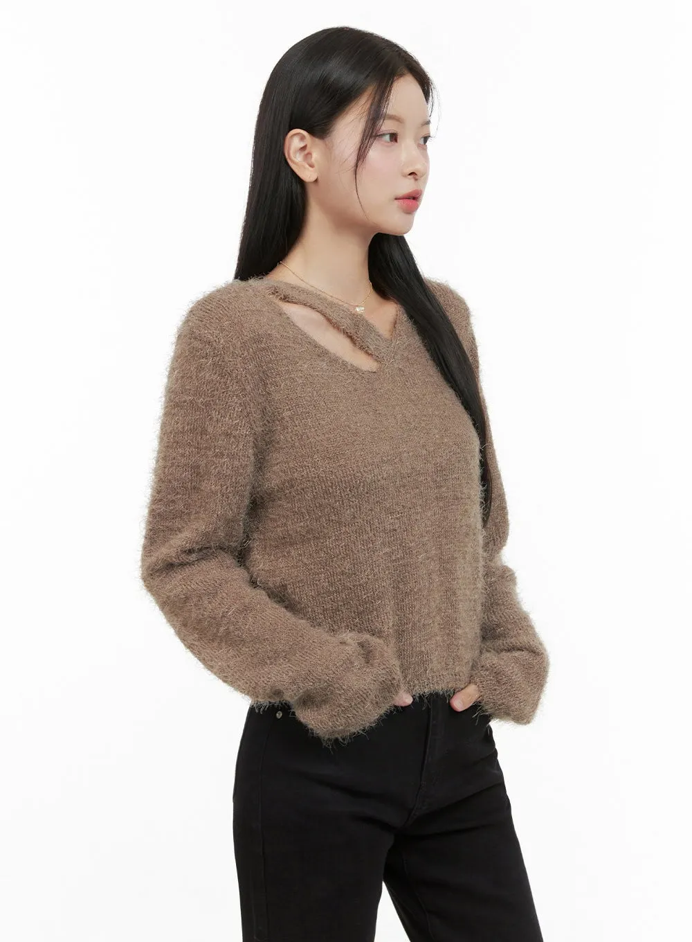 Modern V-Neck Cut-Out Top OS411