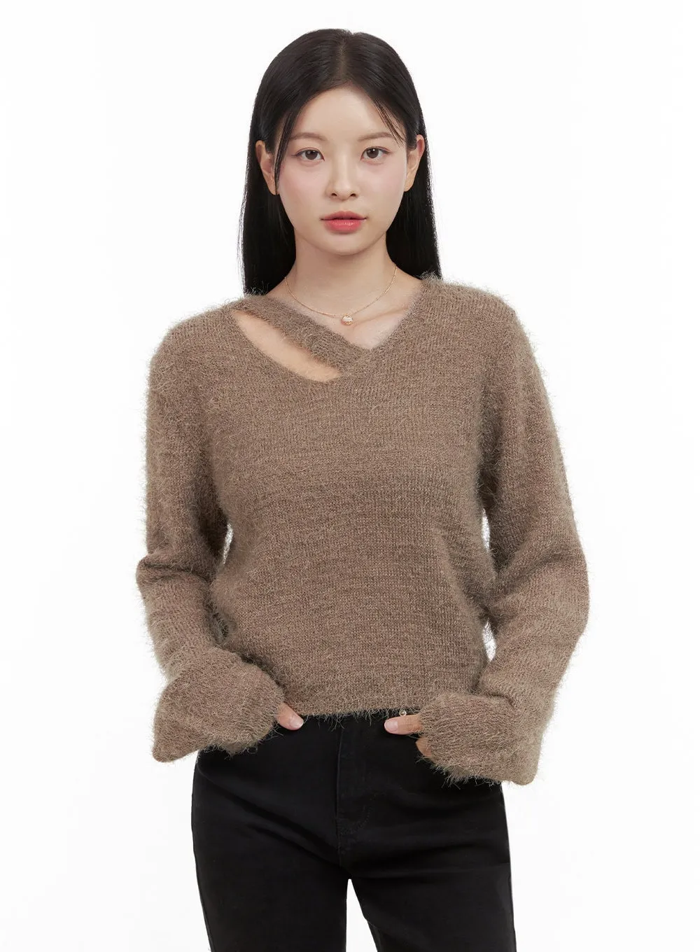 Modern V-Neck Cut-Out Top OS411