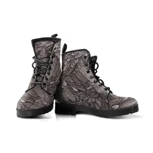 Neutral Feathers  Memory Foam Boots | All Season Lace Up Boots | Vegan Leather Combat Boot by Manifestie