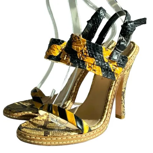 PRADA Multicolor Python Leather Animal Print Strappy Sandals, Size 39.5