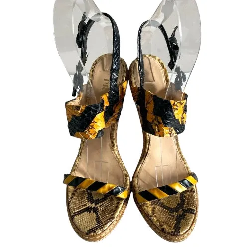 PRADA Multicolor Python Leather Animal Print Strappy Sandals, Size 39.5