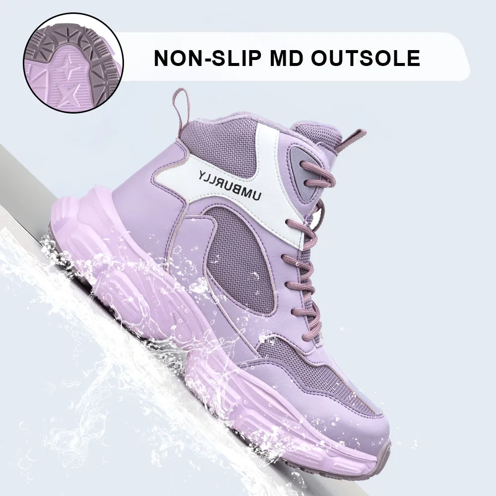 Purple Lightweight Steel Toe Winter Work Boots for Women Safety Shoes