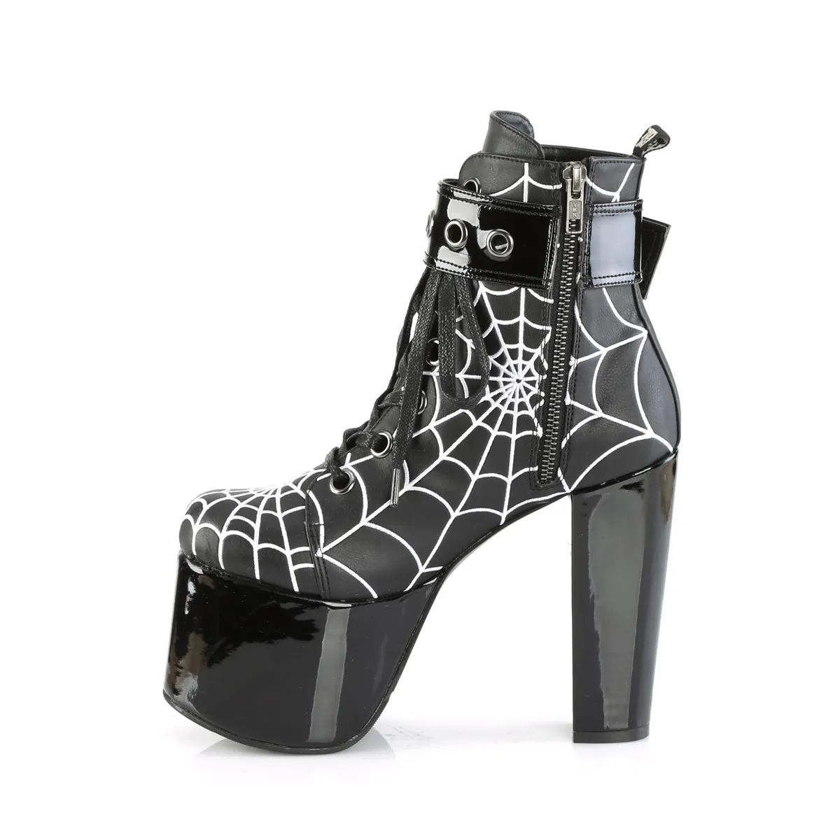 TORMENT-51 DemoniaCult Black Vegan Leather Sexy Women's Ankle Boots (Alternative Footwear)