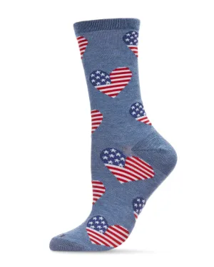 Women's Americana Love Bamboo Blend Crew Socks